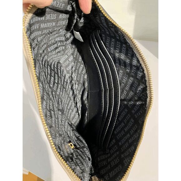 Steve Madden Women's Wrist Strap Clutch Bag Black, Pink and Tan - Picture 11 of 13